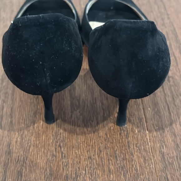Jimmy Choo Black Suede Peep Toe D’Orsay Heels Size 39.5/9.5 - Picture 5 of 7